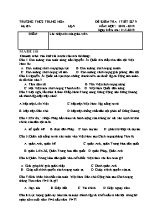 Bộ đề kiểm tra 1 tiết môn Lịch sử Lớp 9 - Năm học 2018-2019 - Trường THCS Trung Hòa (Có đáp án)